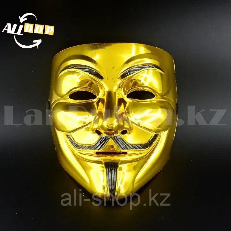 Карнавальная маска Гая Фокса золотая - фото 8 - id-p113501588