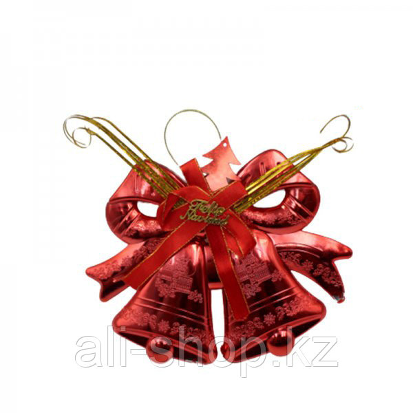 Новогодняя подвеска колокольчики с елкой (красный) - фото 1 - id-p113502384
