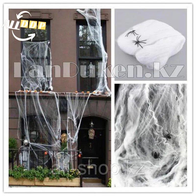 Декоративная марлевая паутина на Хэллоуин Spider webs (белая) - фото 7 - id-p113501616