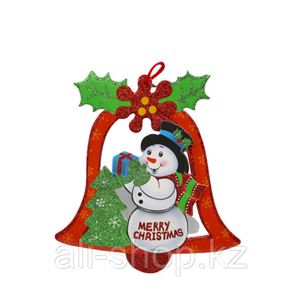 Новогодняя подвеска колокольчик со снеговиком - фото 1 - id-p113502490