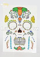 Временное тату Temporary face tattoo YC-WS013 Хэллоуин (Halloween) 15х25 см сахарный череп цветной