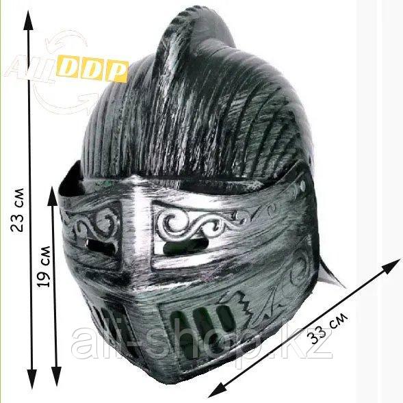 Рыцарский шлем с подвижным подъемным забралом с защитой затылка бутафория серебристый - фото 2 - id-p113501791