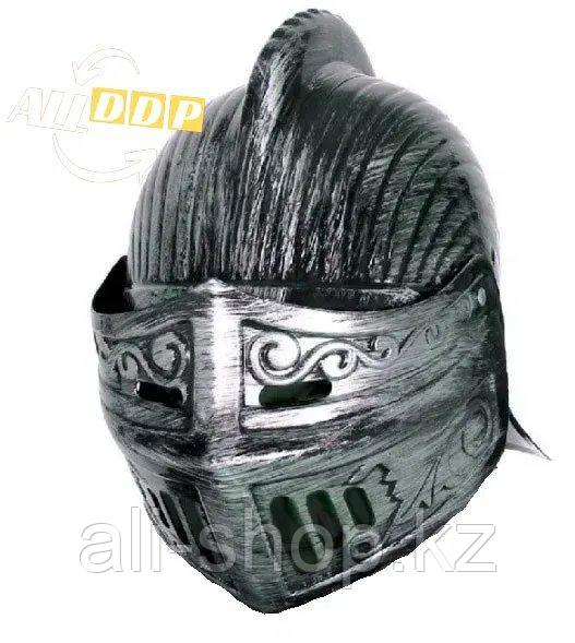 Рыцарский шлем с подвижным подъемным забралом с защитой затылка бутафория серебристый - фото 4 - id-p113501791