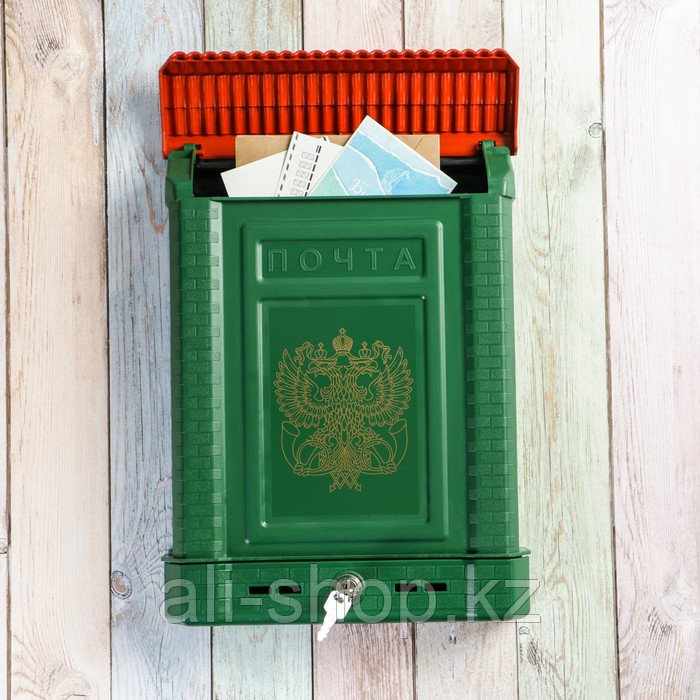 Ящик почтовый, пластиковый, «Премиум», с замком, зелёный - фото 1 - id-p113504256
