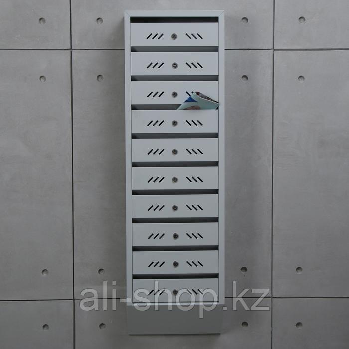 Ящик почтовый, многосекционный, 10 секций, с задней стенкой, серый - фото 1 - id-p113504710