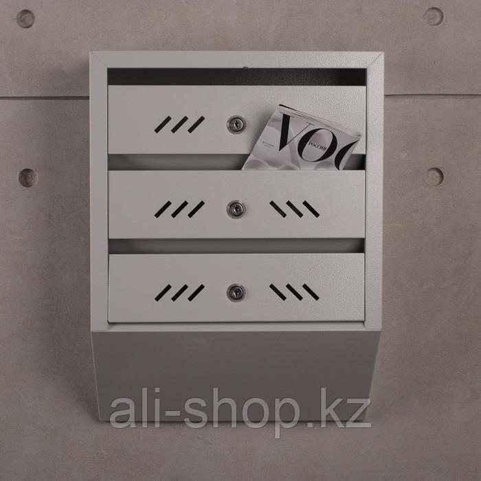 Ящик почтовый многосекционный, 3 секций, с задней стенкой, серый - фото 1 - id-p113505574
