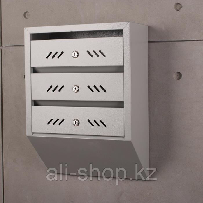 Ящик почтовый многосекционный, 3 секций, с задней стенкой, серый - фото 2 - id-p113505574