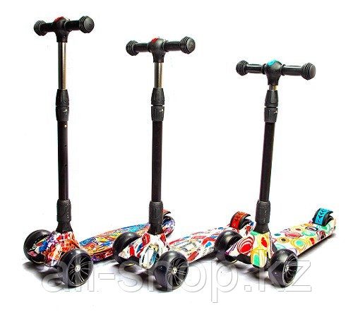 Самокат Scooter PY-222 детский MAXI Граффити светящиеся колеса. - фото 3 - id-p113518672