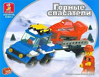 Конструктор SLUBAN "Горные спасатели" Арт. M38-B0158 "Машина, прицеп и снегоход"