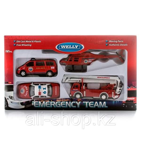 Welly 98160-4C Велли Игровой набор машин ,Пожарная служба, 4 шт. - фото 1 - id-p113519497