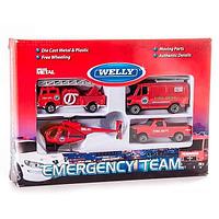 Welly 98630-4C Велли Игровой набор ,Служба спасения - пожарная команда, 4 шт.