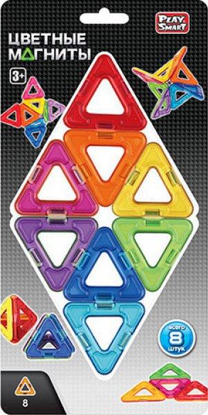Магнитный конструктор Play Smart Цветные магниты 8 деталей треугольники блистер PS-2432 - фото 2 - id-p113515996