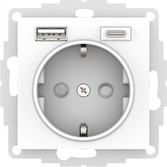 Розетка электрическая Schneider со шторками с зарядным устройством USB-A+C (Белый) ATN000132 - фото 1 - id-p113522969
