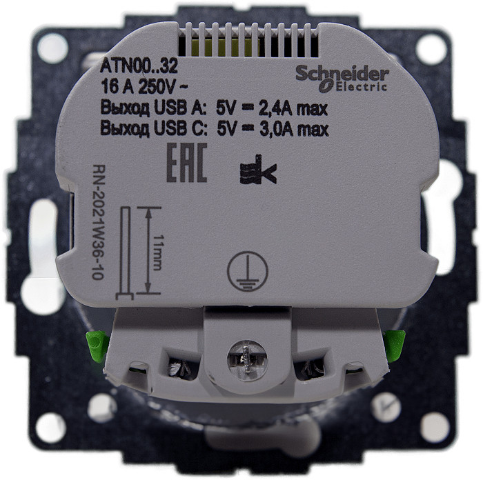 Розетка электрическая Schneider со шторками с зарядным устройством USB-A+C (Белый) ATN000132 - фото 2 - id-p113522969