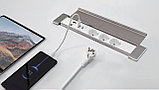 Shelbi SDO3-MULT10-S Настольный блок с крышкой, 3 розетки 220B, 1 USB, 1 Type-C, RJ45, HDMI, серебро, фото 7
