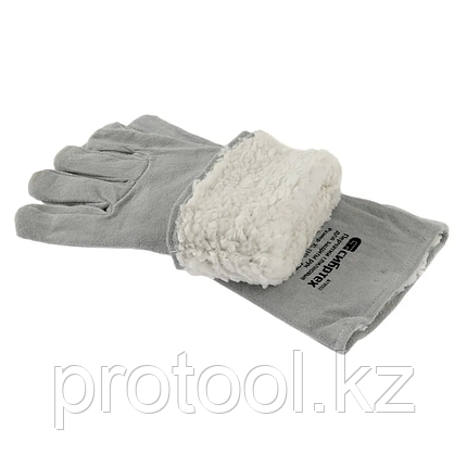 Перчатки спилковые с манжетой для садовых и строительных работ, утолщенные, размер XL// Сибртех, фото 2