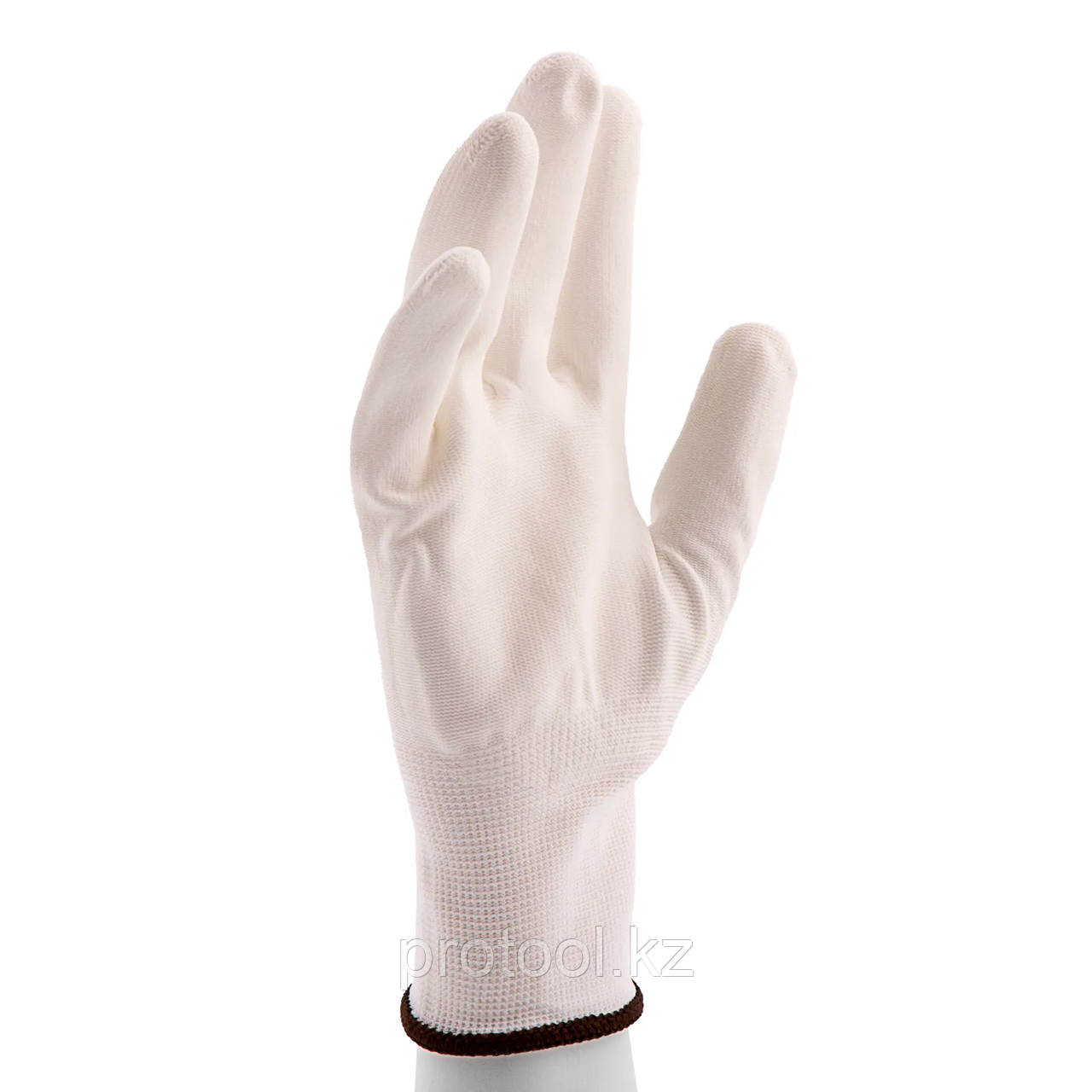 Перчатки трикотажные с белым полиуретановым покрытием, размер L, 15 класс вязки// Сибртех - фото 1 - id-p113523203