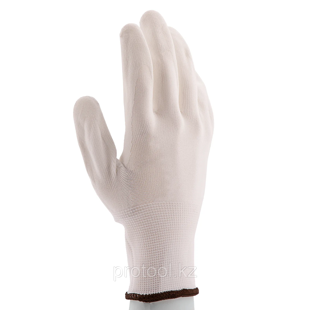 Перчатки трикотажные с белым полиуретановым покрытием, размер L, 15 класс вязки// Сибртех - фото 2 - id-p113523203