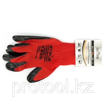 Перчатки полиэфирные с чёрным нитрильным покрытием, размер L, 15 класс вязки// Stels, фото 2