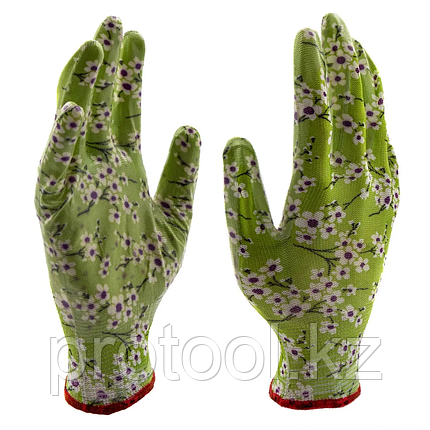 Перчатки садовые из полиэстера с нитрильным обливом, MIX цветов, M// Palisad, фото 2
