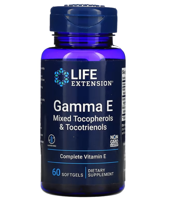 Life Extension, Gamma E, смесь токоферолов и токотриенолов, 60 мягких таблеток