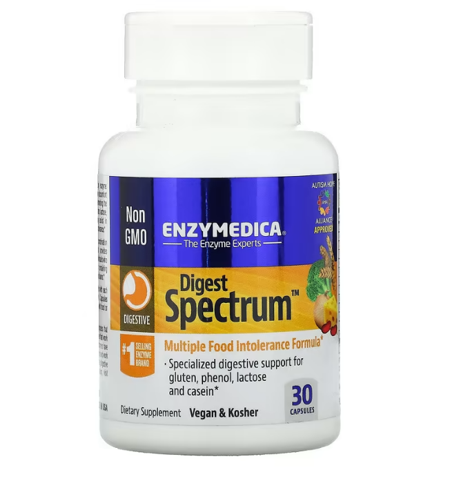 Enzymedica, Digest Spectrum, комплексное средство для пищевой непереносимости, 30 капсул