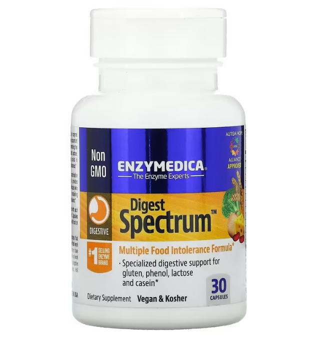 Enzymedica, Digest Spectrum, комплексное средство для пищевой непереносимости, 30 капсул - фото 1 - id-p113524008