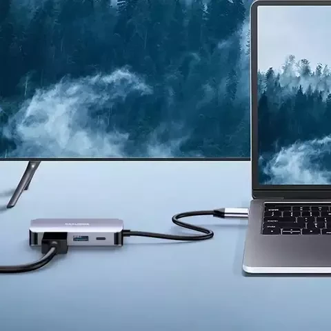 Переходник-адаптер 4-в-1 Kakusiga USB type С 4K HDMI+VGA+USB A+PD100W Thunderbolt 3 - фото 3 - id-p113520630