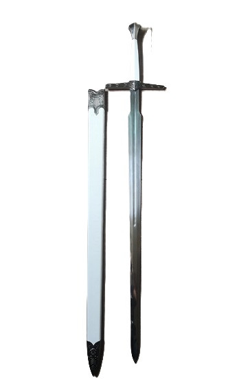 Бутафорский стальной меч Ведьмак "Колдунья Хантер" белый 114 см, 1,8 кг - фото 3 - id-p113525790