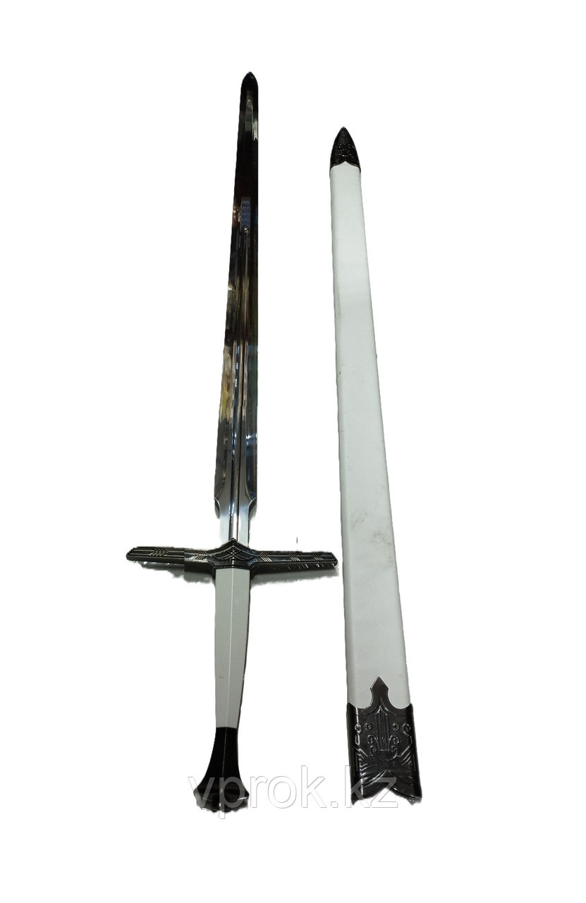 Бутафорский стальной меч Ведьмак "Колдунья Хантер" белый 114 см, 1,8 кг - фото 1 - id-p113525790