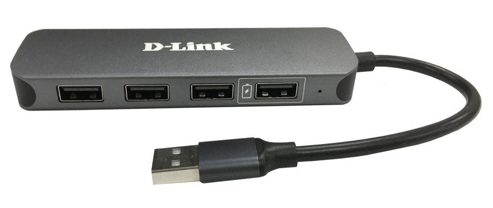D-link DUB-H4 Компактный концентратор USB с 4 портами USB 2.0 (1 порт с поддержкой режима быстрой зарядки), фото 1