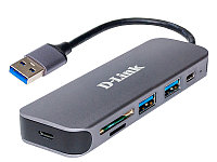 D-Link DUB-1325 хабы 2 USB 3.0 порты, 1 USB Type-C порты, SD/MicroSD картасы ұясы және USB 3.0 қосқышы