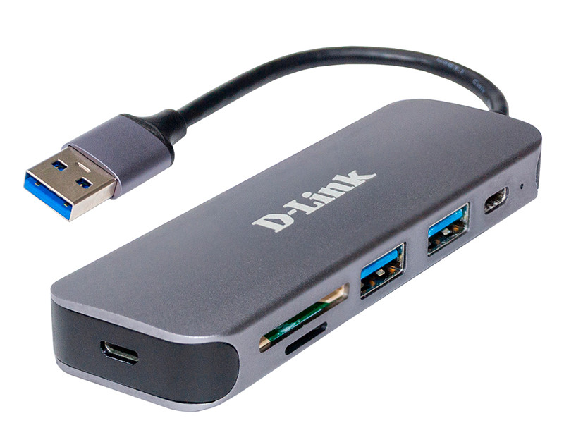 D-Link DUB-1325 Концентратор  2 порта USB 3.0, 1 порт USB Type-C, слот для карт SD/microSD и разъем USB 3.0, фото 1