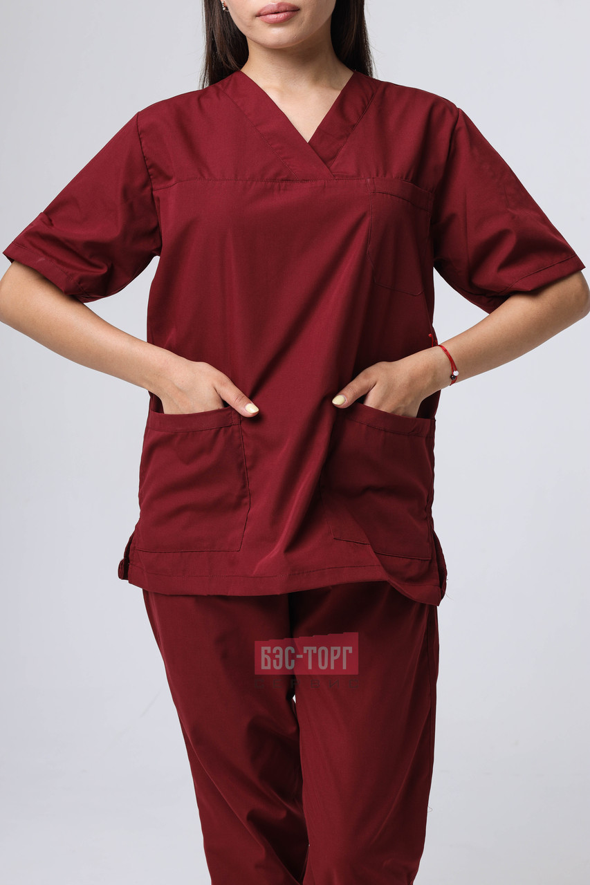 Хирургический костюм бордовый - фото 6 - id-p113527683