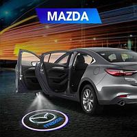 Проектор логотипа автомобиля на асфальт для дверей Welcome lamp {беспроводной комплект из 2шт.} (Mazda)