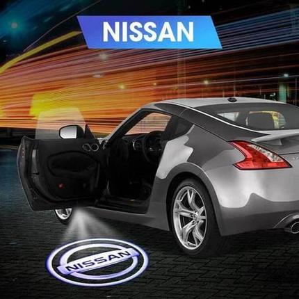 Проектор логотипа автомобиля на асфальт для дверей Welcome lamp {беспроводной комплект из 2шт.} (Nissan), фото 2