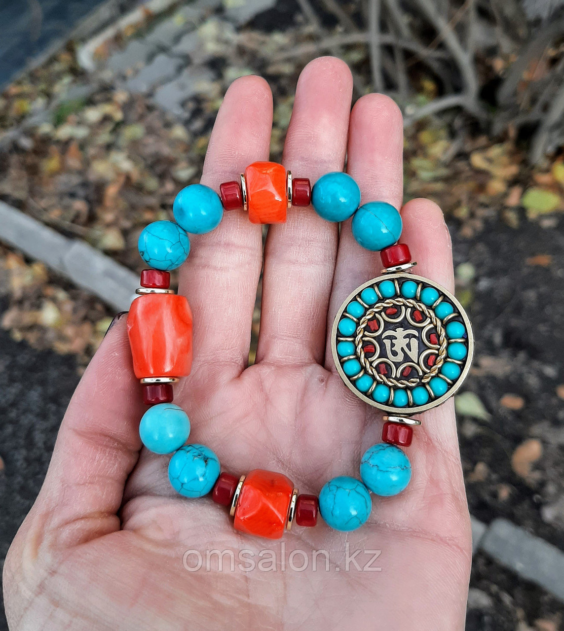 Браслет в тибетском стиле с бусиной Ом, фото 1