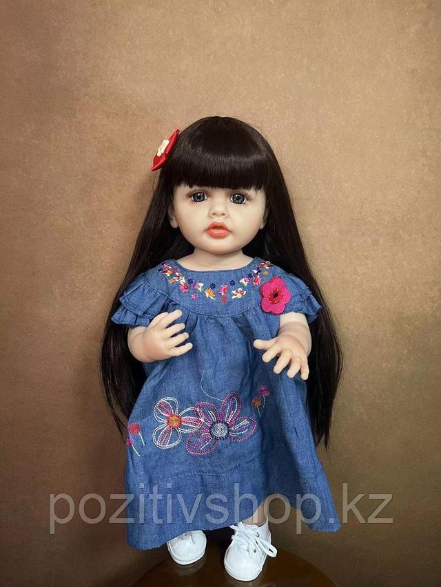 Кукла Реборн девочка в джинсовой платье