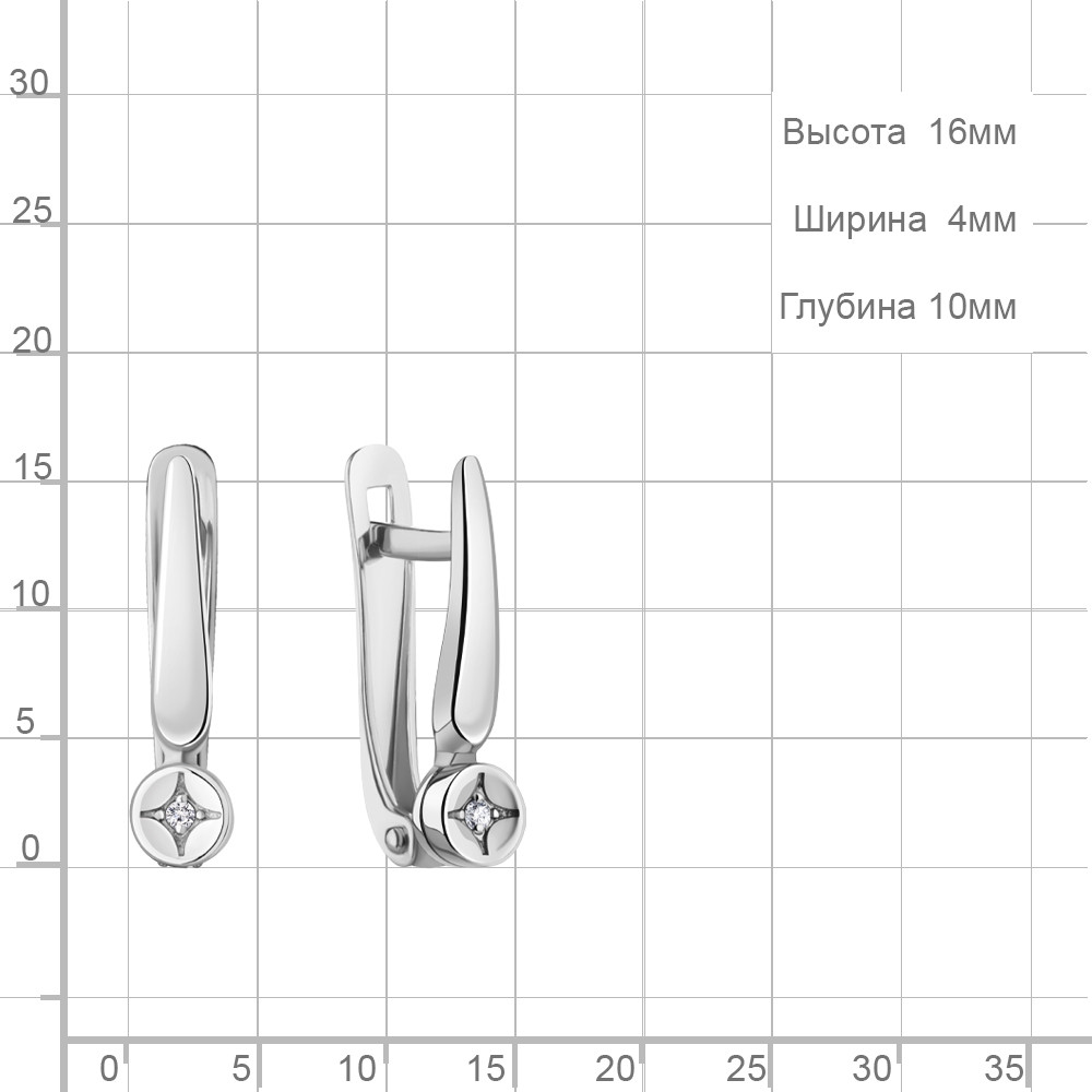 Серьги классика из серебра Бриллиант Aquamarine 040146.5 покрыто родием - фото 2 - id-p113558458