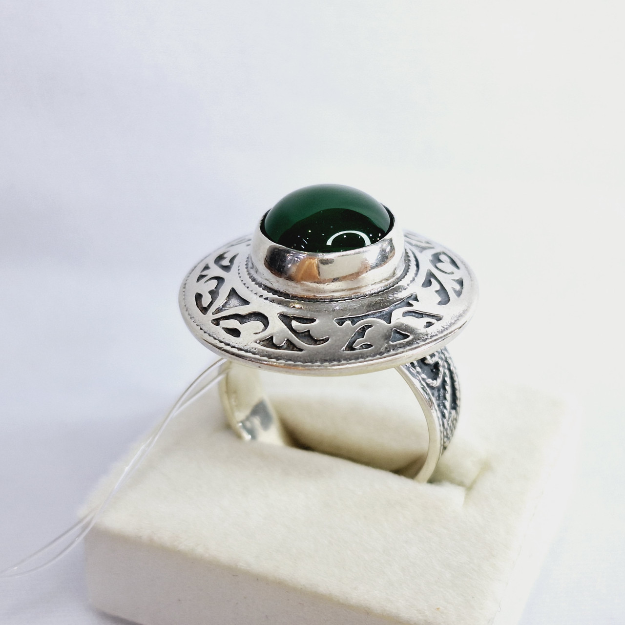 Кольцо Алматы L969 серебро без покрытия вставка хризопраз - фото 2 - id-p113558571