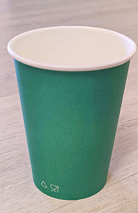 Бумажный стакан, 250мл, зеленый, однослойный
