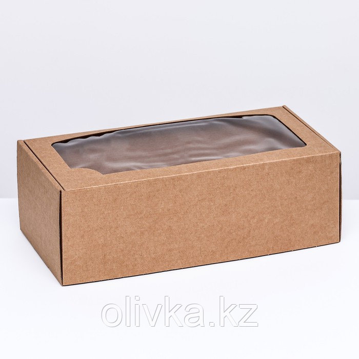 Коробка самосборная, с окном, крафт, бурая 16 х 35 х 12 см - фото 2 - id-p90064883