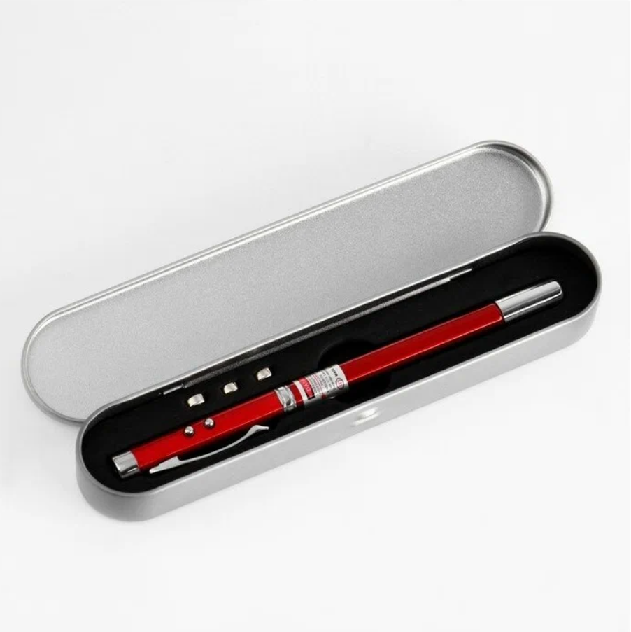 Лазерная ручка указка и фонарик 3 в 1 с кейсом бордовая - фото 2 - id-p113561988