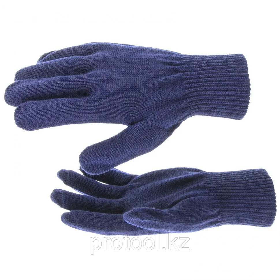 Перчатки трикотажные, акрил, цвет: синий, двойная манжета, Россия// Сибртех - фото 1 - id-p113562064