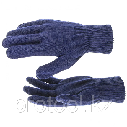 Перчатки трикотажные, акрил, цвет: синий, двойная манжета, Россия// Сибртех, фото 2