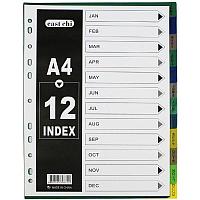 Разделитель пластиковый BASY, А4, January-December, цветной