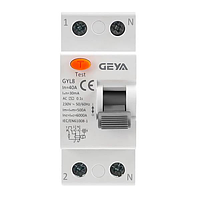 Устройство защитного отключения GEYA 63A 1P+N 6kA 300mA Type AC