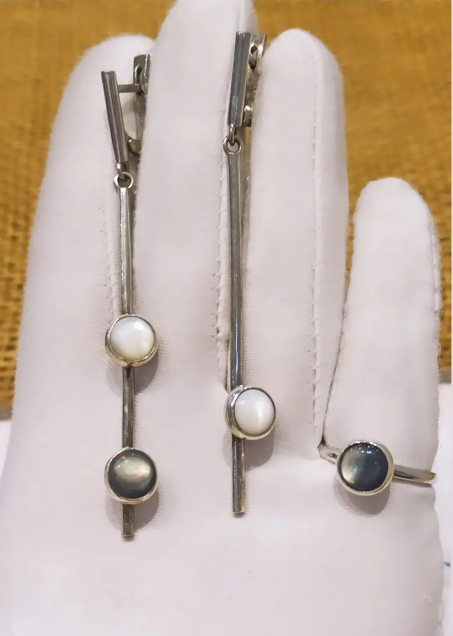 Комплект с перламутром / размер кольца- 17, фото 1