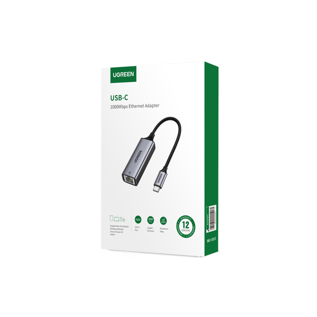 Адаптер Ugreen CM199 USB-C на Ethernet Port - фото 3 - id-p113584291