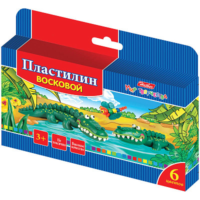 Пластилин восковой "Hatber", 6 цветов, 90гр, со стеком, серия "Забавные зверята" - фото 1 - id-p113640010